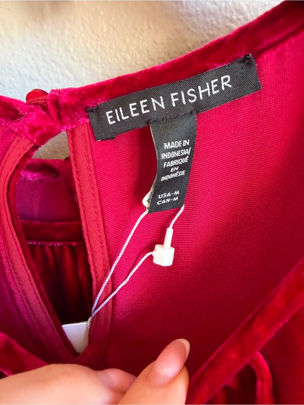 NWT Eileen Fisher Velvet Column Dress Ruby Red Sleeveless Midi Size M - Picture 7 of 11